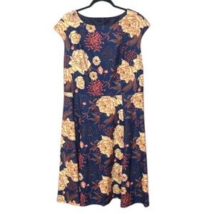 Dress Tells - Sleeveless Navy and Floral Print Dress - 3X